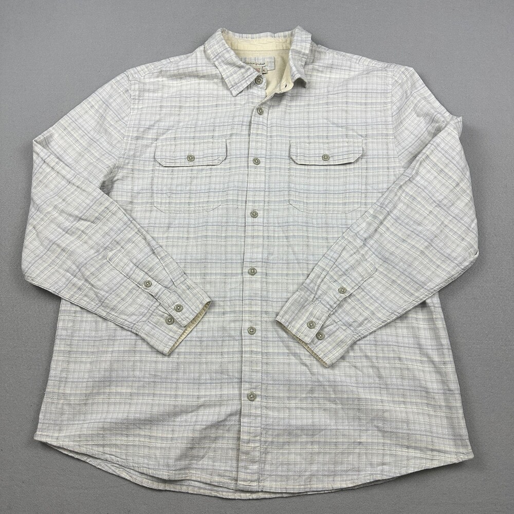 Carbon2Cobalt Shirt Men Extra Large Gray Plaid Textured Long Sleeve Button Up XL